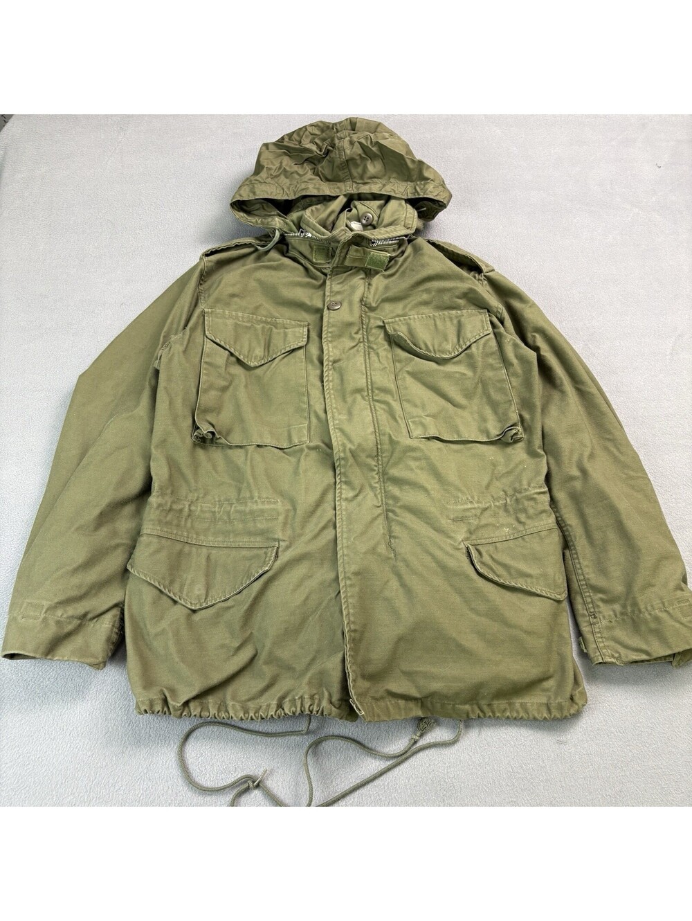 Vintage 60s Alpha Industries OG 107 M-65 Hooded Field Jacket Size Small Military